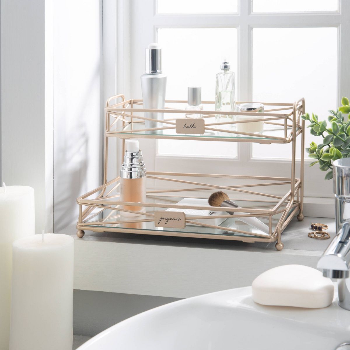 Two Tier Large Vanity Tower Rose Gold - Bath Bliss | Target