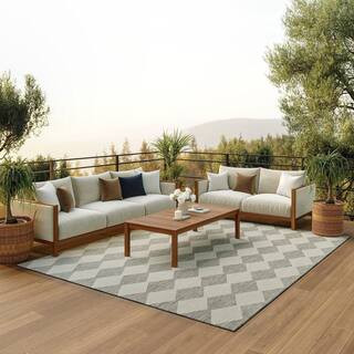 Positano Light Grey 9 ft. x 12 ft. Diamond Contemporary Area Rug | The Home Depot
