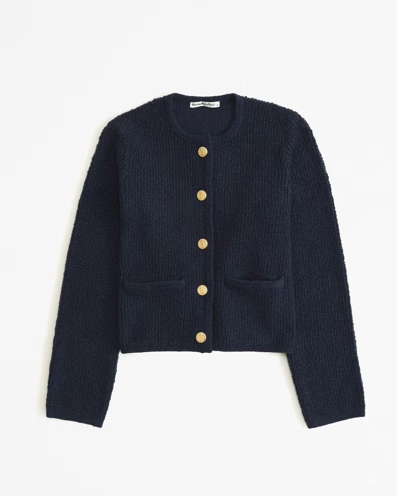 Collarless Sweater Cardigan | Abercrombie & Fitch (US)