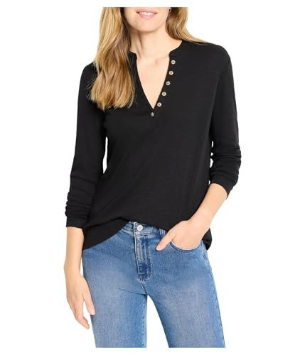 NIC+ZOE Long Sleeve Henley TEE, Black Onyx, M | Amazon (US)