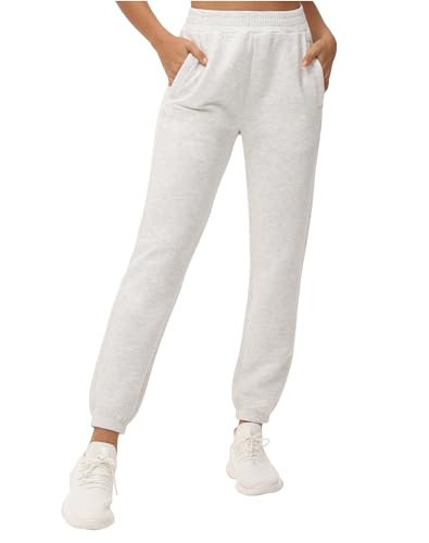 THE GYM PEOPLE Women's Baggy Cinch Bottom Sweatpants Lightweight Workout Joggers Pants with Pockets Heather White | Amazon (US)