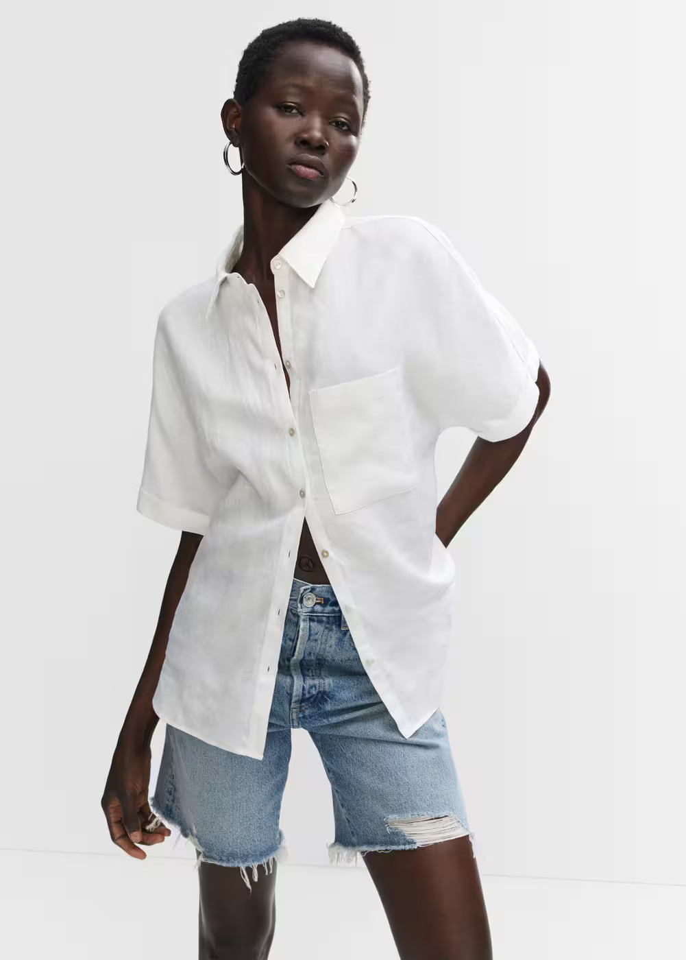 Pocket linen shirt -  Women | Mango United Kingdom | MANGO (UK)