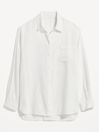 Linen-Blend Boyfriend Shirt for Women | Old Navy (CA)