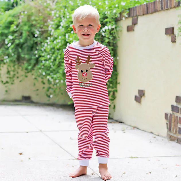 Oh Deer Red Stripe Pajamas | Classic Whimsy