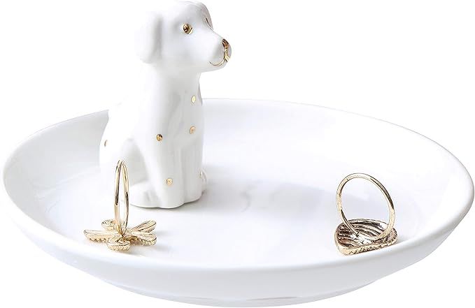 Adorable White Dog Ring Holder Spotted Dog Ceramic Jewelry Tray Dalmatians Porcelain Trinket Dish... | Amazon (US)