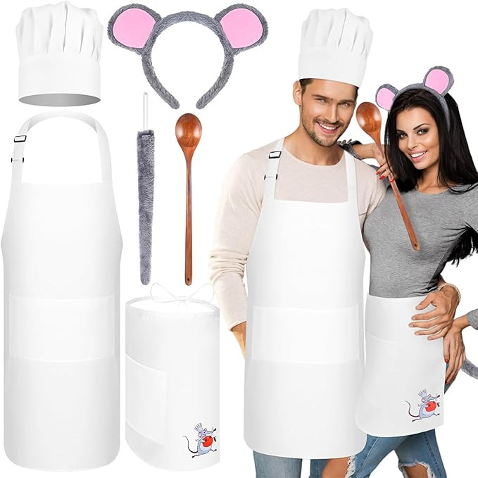 6 Pcs Halloween Mouse Chef Costume Accessories Include Adult Mouse Ears Headband Tail Chef Hat Ad... | Amazon (US)