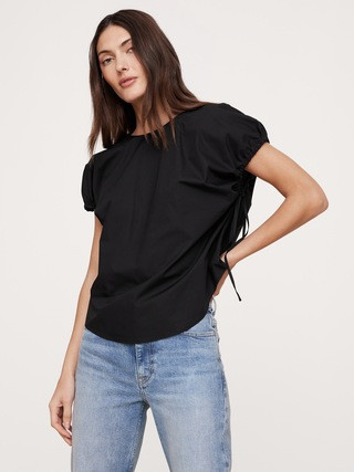 Oversized Cotton Poplin Cinch Top | Banana Republic (US)