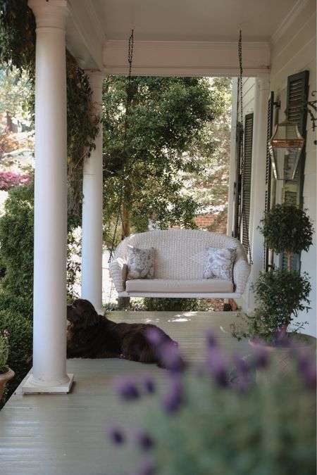 Outdoor furniture (this porch swing was here when we moved in, linking similar options) 🤍 the cushions & pillows are stain-, fade-, water-, mold- & mildew- resistant 

#LTKSaleAlert #LTKHome