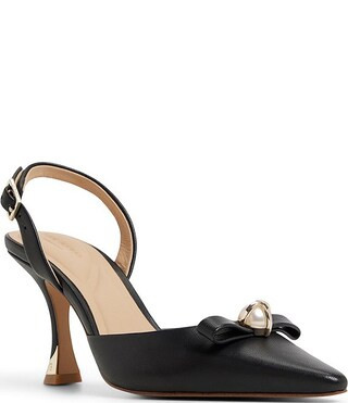 Sienna Leather Pearl Ornament Bow Slingback Pumps | Dillard's