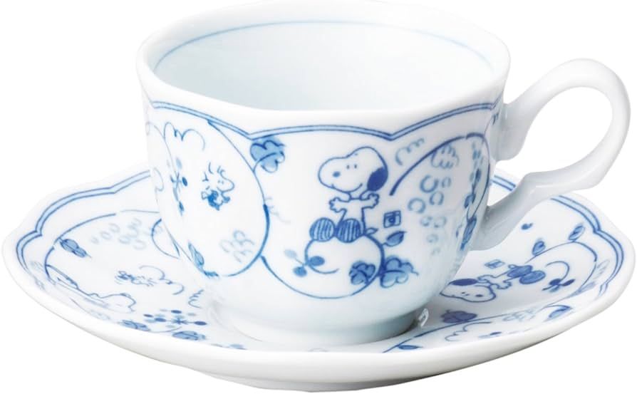 Snoopy Peanuts Blue and White Kanesho Pottery Tea Cup and Saucer Set 630738 | Amazon (US)