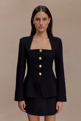 Christel Suiting Fitted Blazer - Black I MESHKI I Size XXS | MESHKI US