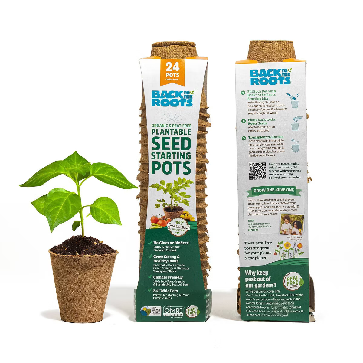 Back to the Roots 24ct Organic & Peat Free Plantable Seed Starting Pots | Target