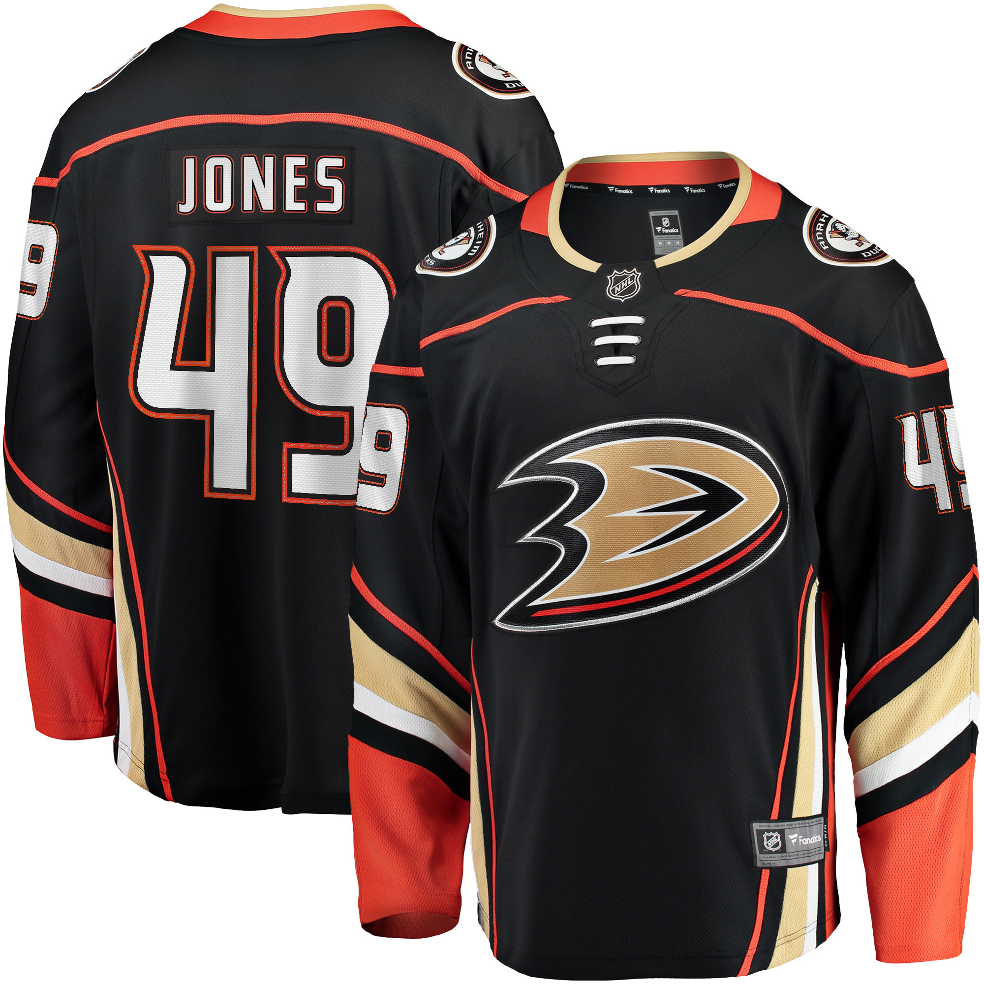 Men's Fanatics Max Jones Black Anaheim Ducks Home Breakaway Jersey | Fanatics