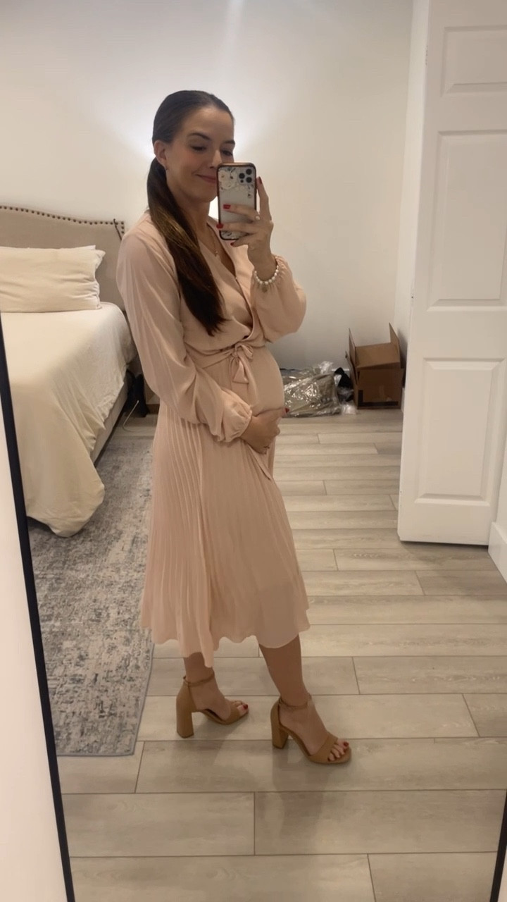 Bump friendly dress and the only heels I can wear while pregnant 🤍🥰 

#LTKFindsUnder50 #LTKBump #LTKFamily