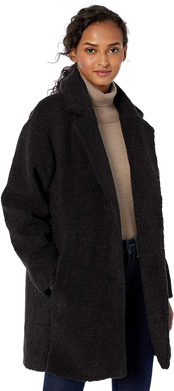 Daily Ritual Women's Teddy Bear Fleece Lapel Coat | Amazon (US)