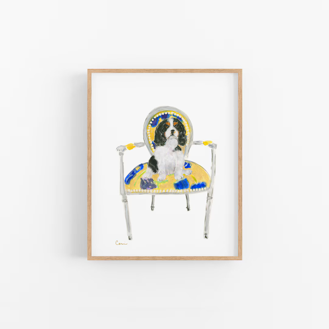 Cavalier King Charles Spaniel Art Print | Cavalier Gift, Tri Cavalier, Dog office gift,Dog Lover ... | Etsy (US)