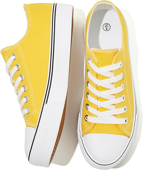 FRACORA Womens White Black Canvas Sneakers Low Top Canvas Shoes for Women Tennis Shoes       
   ... | Amazon (US)