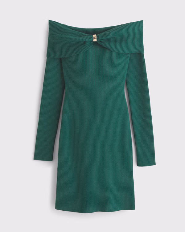 Women's Off-The-Shoulder Hardware Mini Sweater Dress | Women's Party Collection | Abercrombie.com | Abercrombie & Fitch (US)