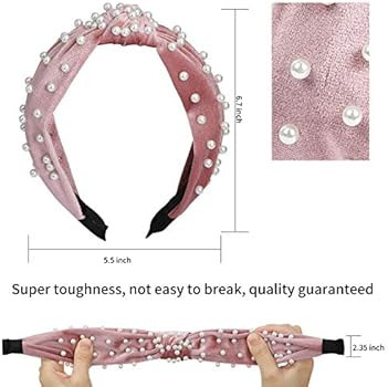 Tyfthui 6 Pcs Pearl Headbands for Women, Wide Headbands Knotted Headbands for Women, Headbands fo... | Amazon (US)