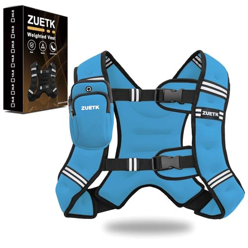 ZUETK Weighted Vest, 6lb/8lb/12lb/16lb/20lb/25lb/30lb Weight Vest with Reflective Stripe, Weighted Vest for Men Women Workout Equipment for Strength Training, Running, Jogging, Fitness, Weight Loss | Amazon (US)