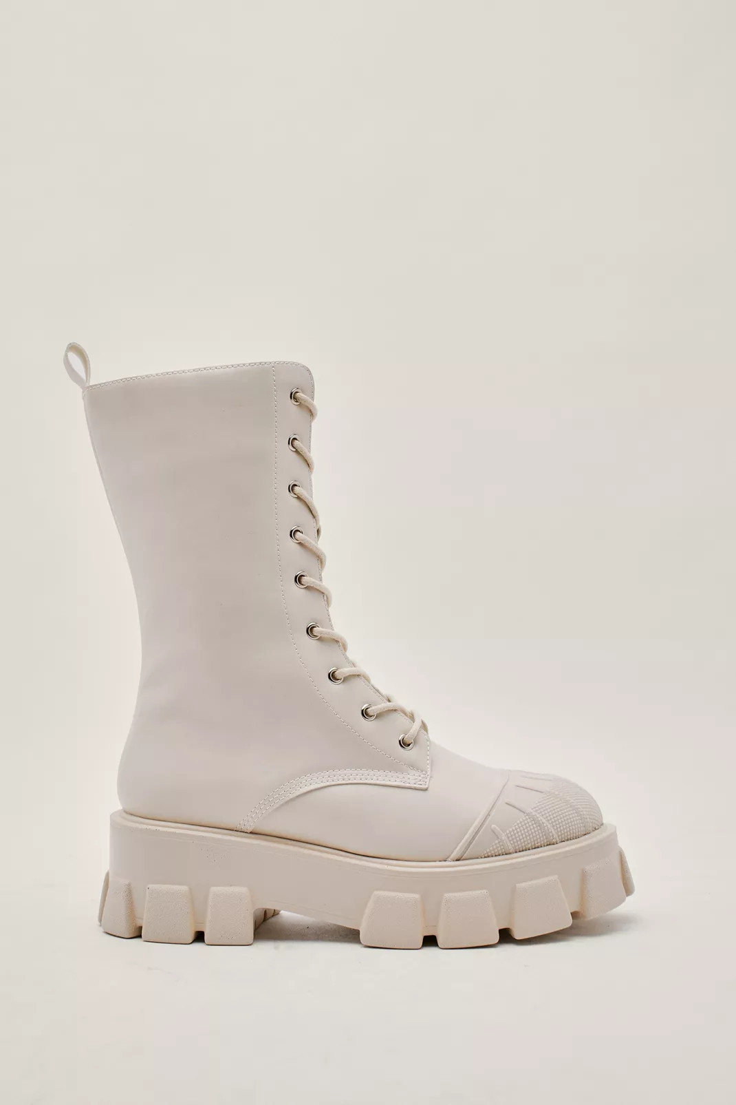 Faux Leather Cleated Lace Up Biker Boots | Nasty Gal Canada