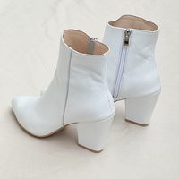 Lira - Ankle White Boots, Women Boots, Zippered Shoes, Wedding Boots, White Heel Heels, White Leathe | Etsy (US)