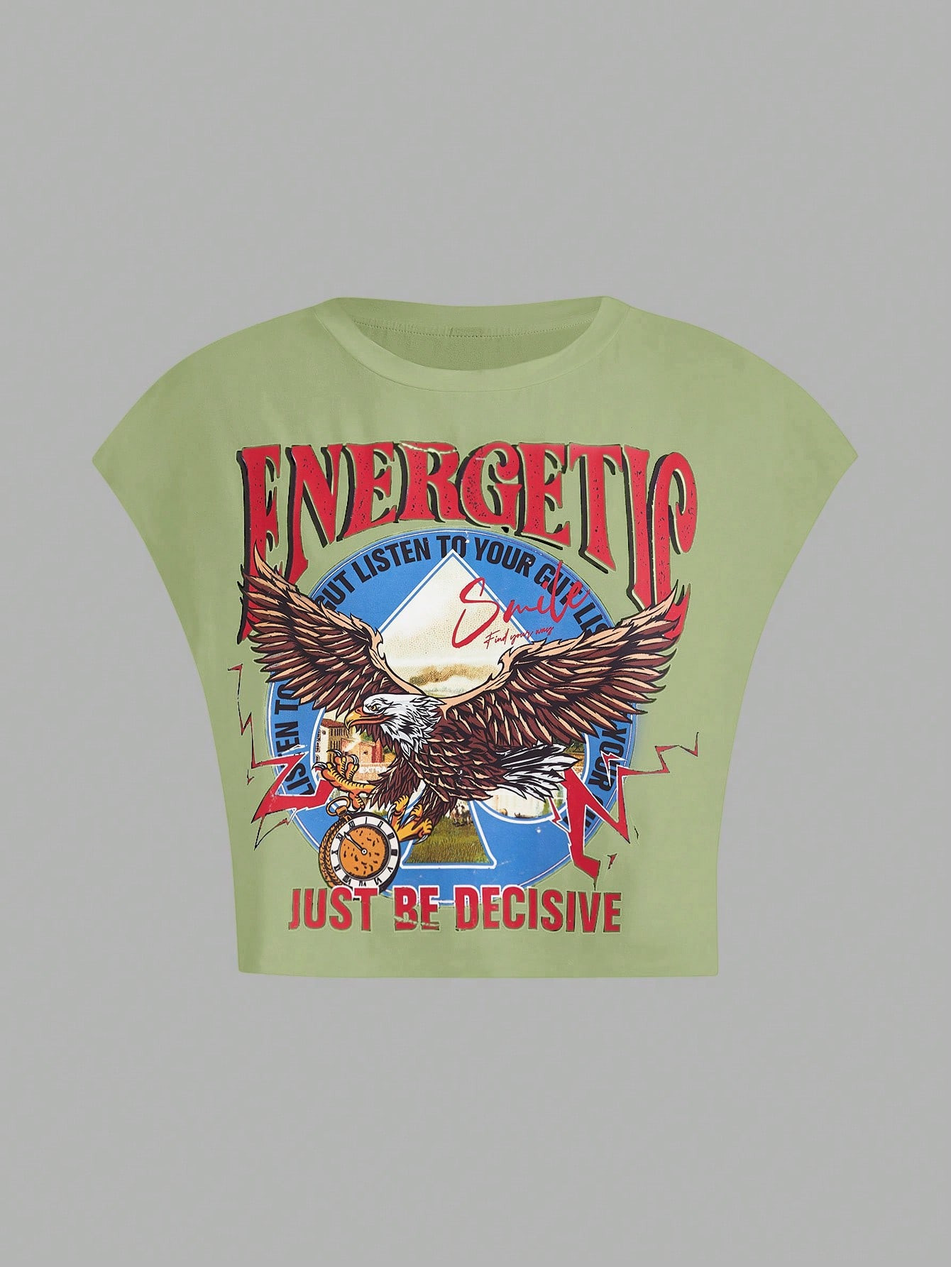 SHEIN Coolane Eagle & Letter Graphic Batwing Sleeve Crop Tee | SHEIN