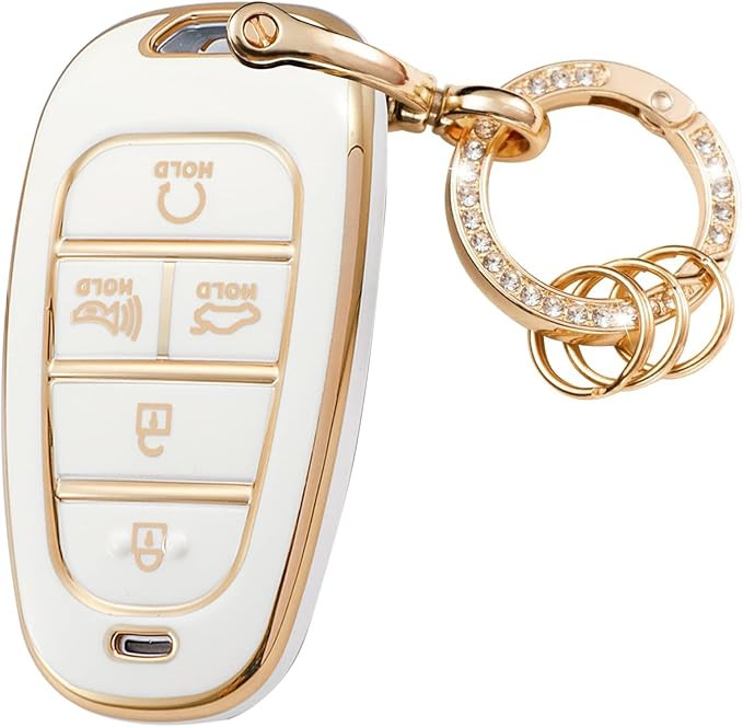 WSAuto for Hyundai Key Fob Cover Soft TPU Protection Car Key Case Shell with Fashion Gold Bling K... | Amazon (US)