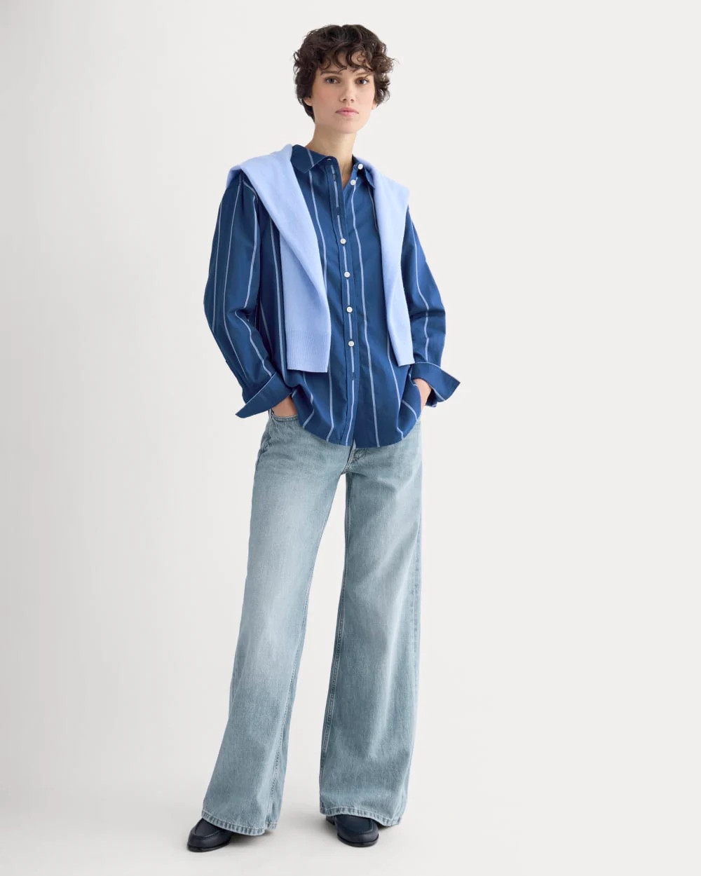 Everyday Shirt in Silky Cotton | Estate Blue/Open Air/White | Everlane