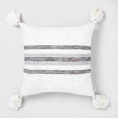18" x 18" Center Slub Stripe Throw Pillow - Hearth & Hand™ with Magnolia | Target