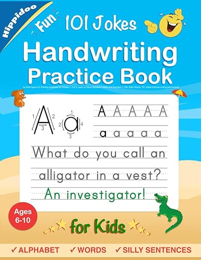 Handwriting Practice Book for Kids Ages 6-10 : Printing workbook for Grades 1, 2 & 3, Learn to Tr... | Amazon (US)