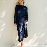 Satin Silk Bias Cut Dress With Long Sleeves, Evening Party For Special Occasion, Gown A Occasion | Etsy (US)