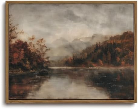 KISSFOX Framed Wall Art Decor Vintage Landscape Pictures Wall Decor Fall Lake Scenery Canvas Art ... | Amazon (US)