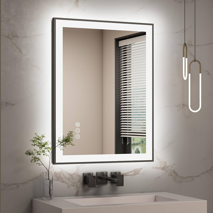 CHARMOR Framed LED Lighted Bathroom Mirror 24x32, Dimmable Vanity Mirror for Wall, Backlit and Fr... | Amazon (US)