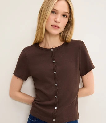 Valerie Short Sleeve Button Front Tee | MichaelStars.com