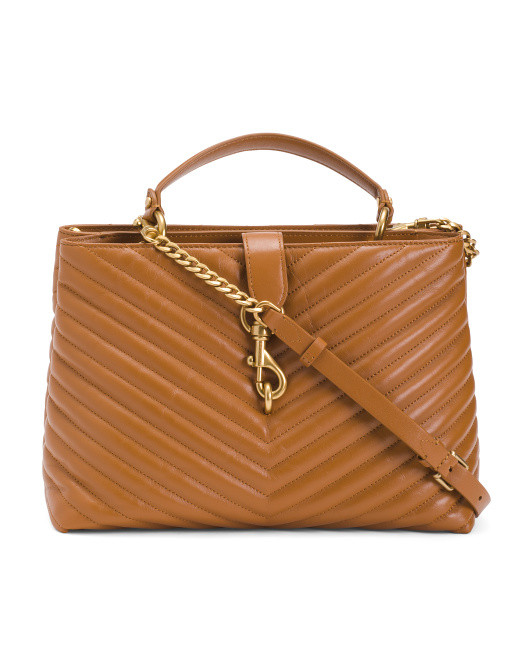 Leather Edie Large Top Handle Satchel | TJ Maxx