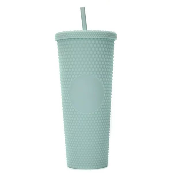 24 oz Studded Tumbler with Lid and Straw, Happon Reusable Plastic Cup,Double Walled Matte Travel ... | Walmart (US)