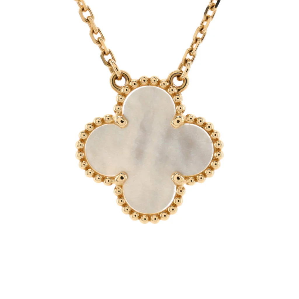 Van Cleef &amp; Arpels Vintage Alhambra Pendant Necklace 18K Yellow Gold and Mother of Pearl Yell... | Rebag