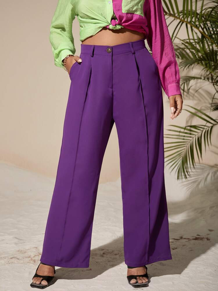 Plus Wide Leg Solid Pants | SHEIN