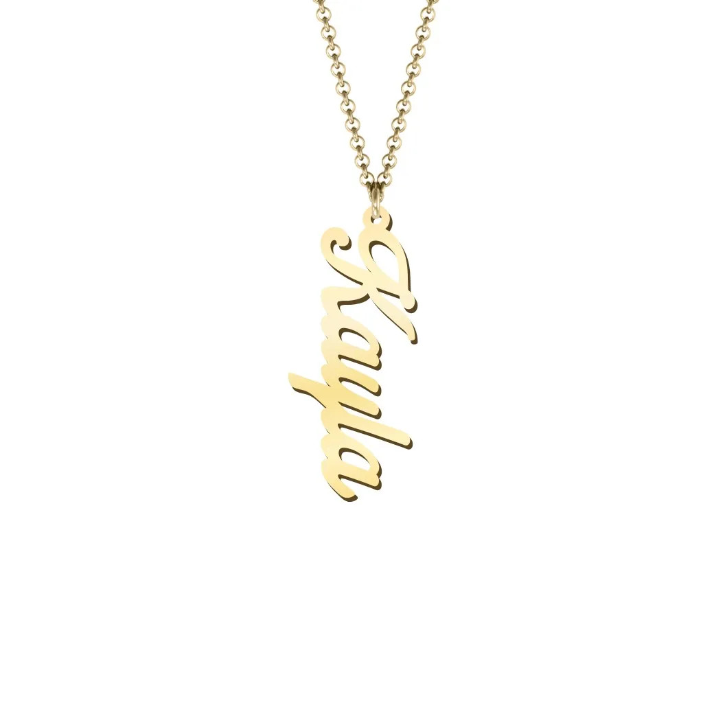 Personalized Vertical 1 Name Necklace in Glamorous Font | Jewlr