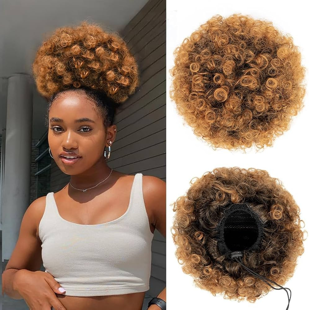 YEAME Afro Puff Drawstring Ponytail for Black Women, Short Kinky Curly Afro Ponytail Synthetic Ha... | Amazon (US)