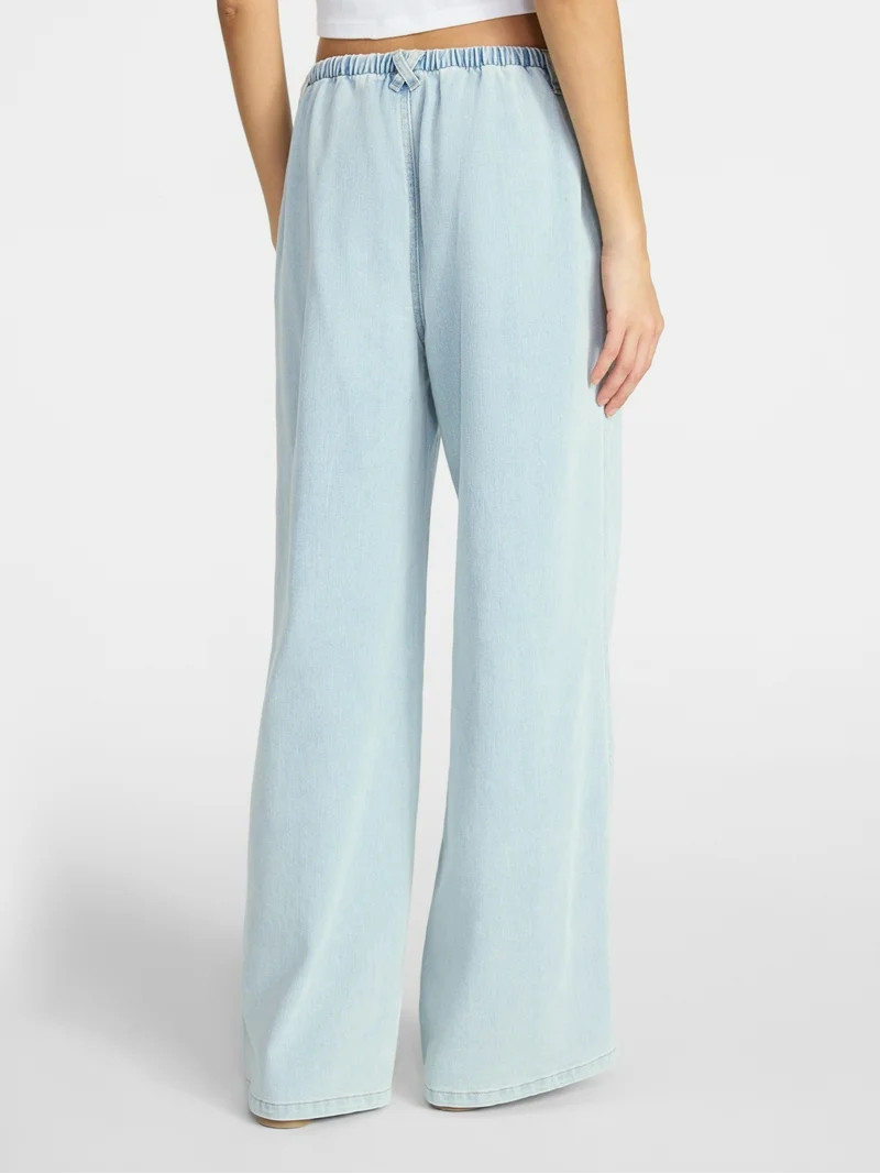 No Boundaries Mini Waistband Wide Leg Pants, 31'' Inseam, Women's Sizes XXS-XXL | Walmart (US)
