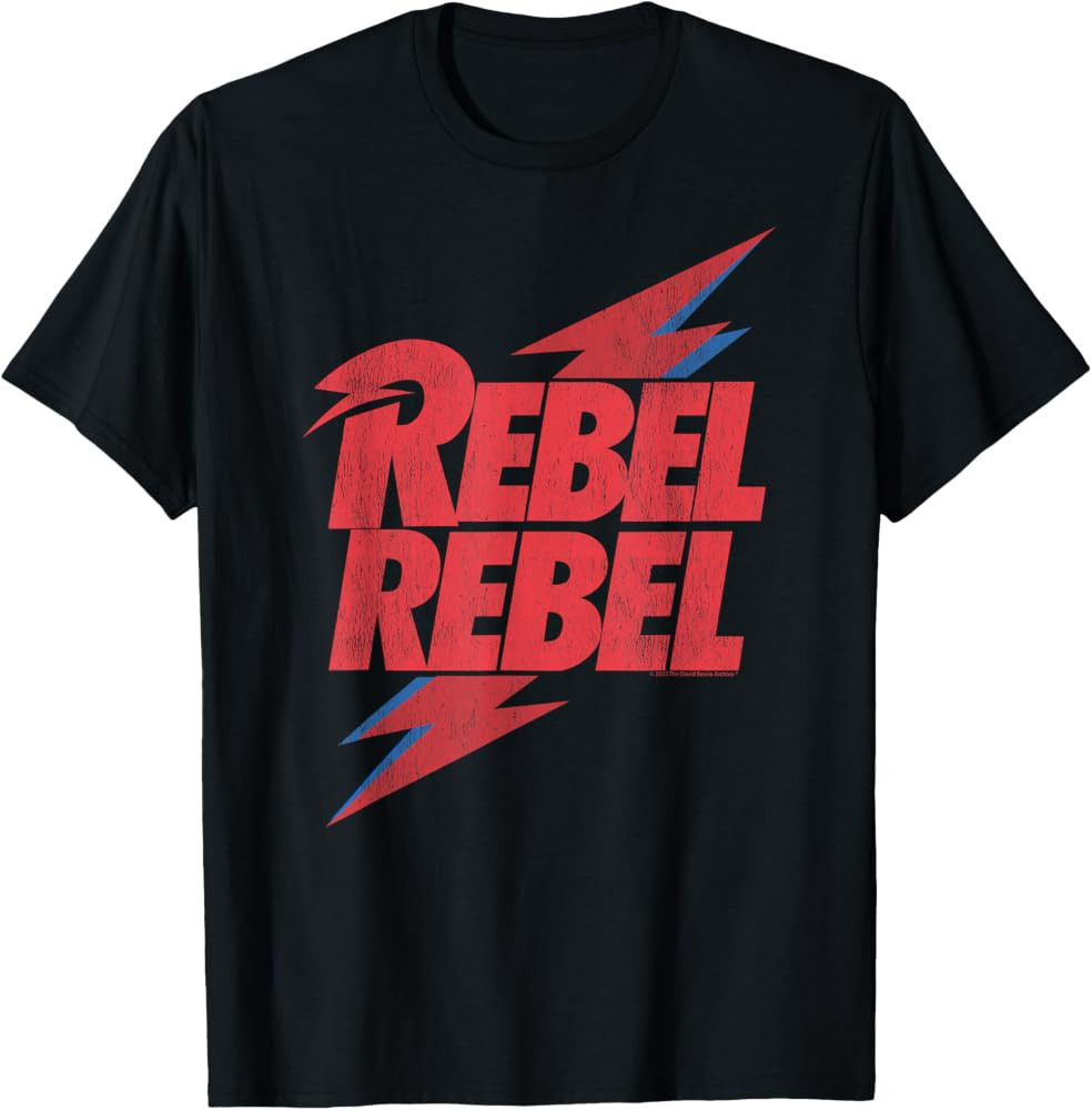 Official David Bowie Music Rock Distressed Rebel Rebel T-Shirt | Amazon (US)