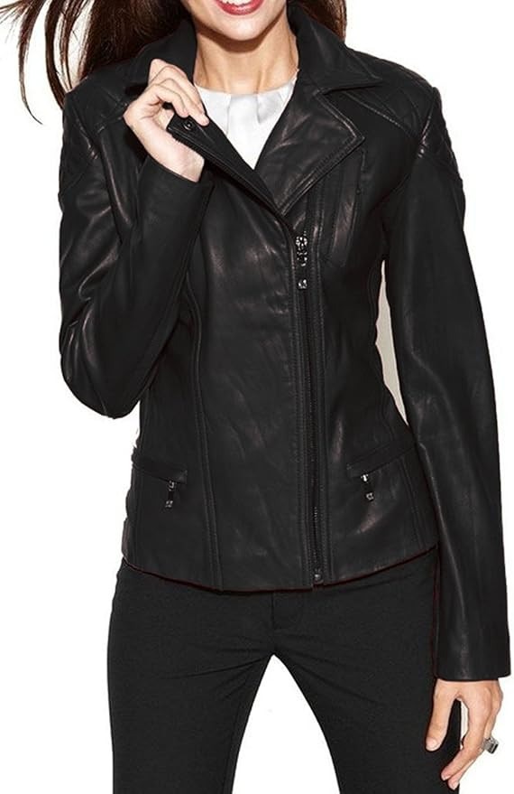Womens Bambert Lambskin Genuine Leather Jacket, Biker Jacket | Amazon (US)