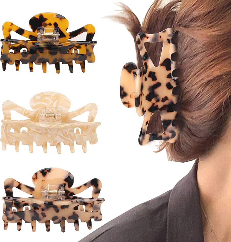 Tortoise Claw Hair Clip for Women，Hair Grip Leopard Print Barrettes French Vintage Design Large... | Amazon (US)