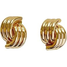 Gold Statement Geometric Dangle Drop Earrings for Women Chunky Trendy Knot Stud | Amazon (US)