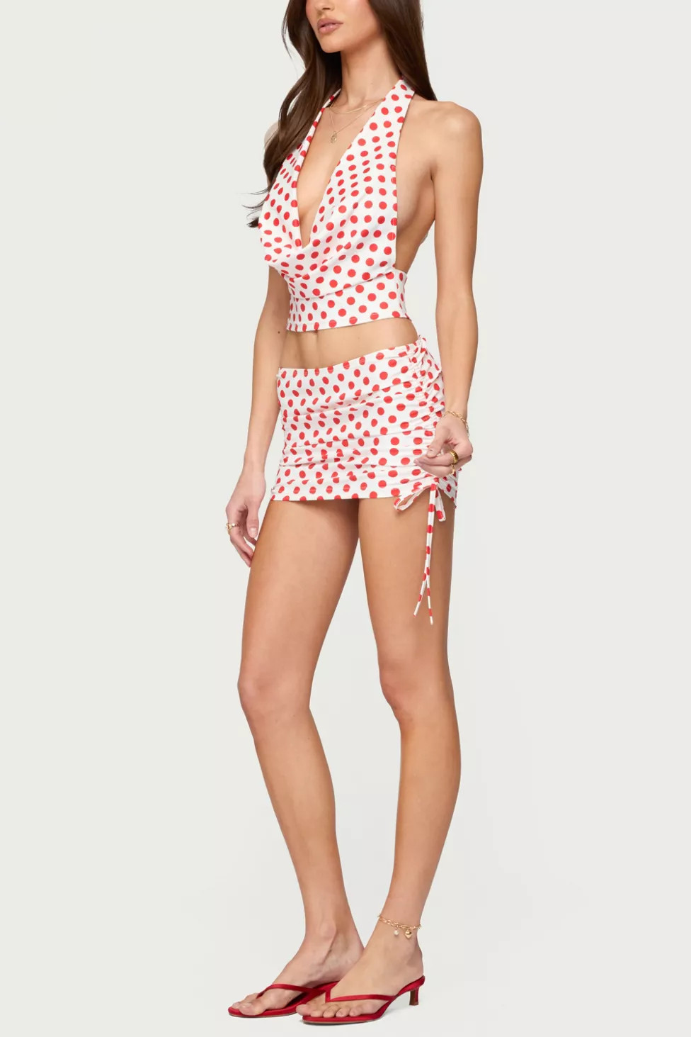 Edikted Zoe Polka Dot Cowl Neck Top | Urban Outfitters (US and RoW)