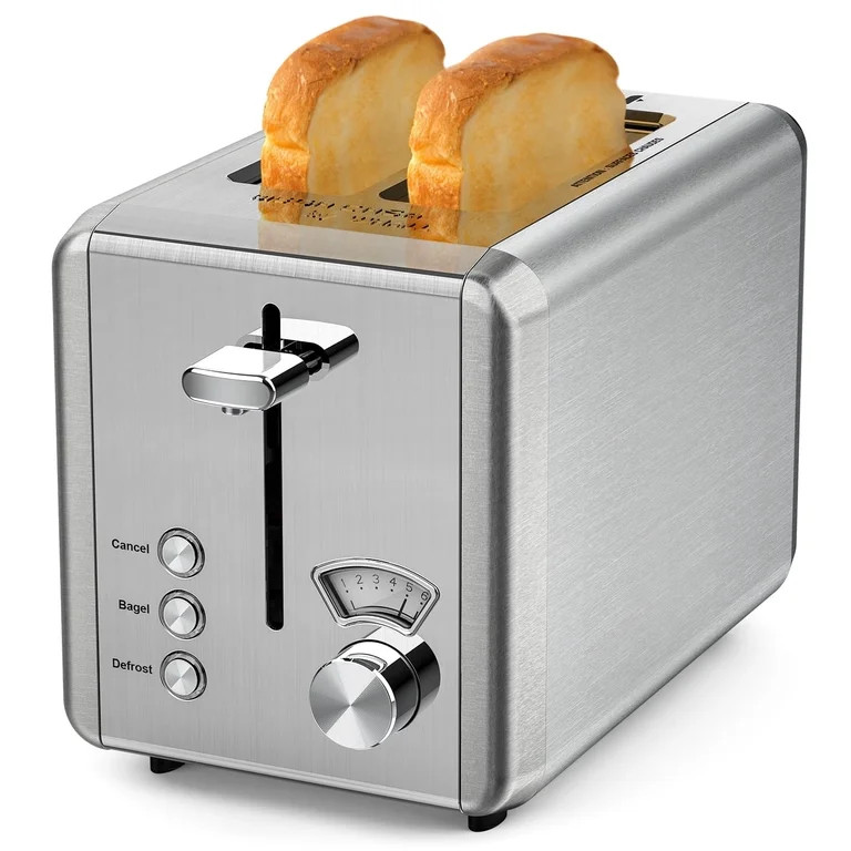 WHALL 2 Slice Toaster - Stainless Steel Toaster with Wide Slot, 6 Shade Settings, Bagel Function,... | Walmart (US)