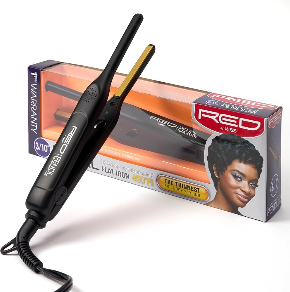 Kiss Red by Pencil Flat Iron Hair Straightener, 0.3 Inch, Ceramic | Amazon (US)