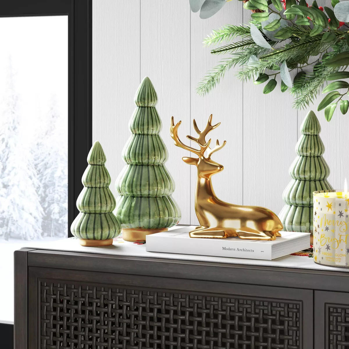 Large Scalloped Ceramic Christmas Tree Green - Threshold™ | Target